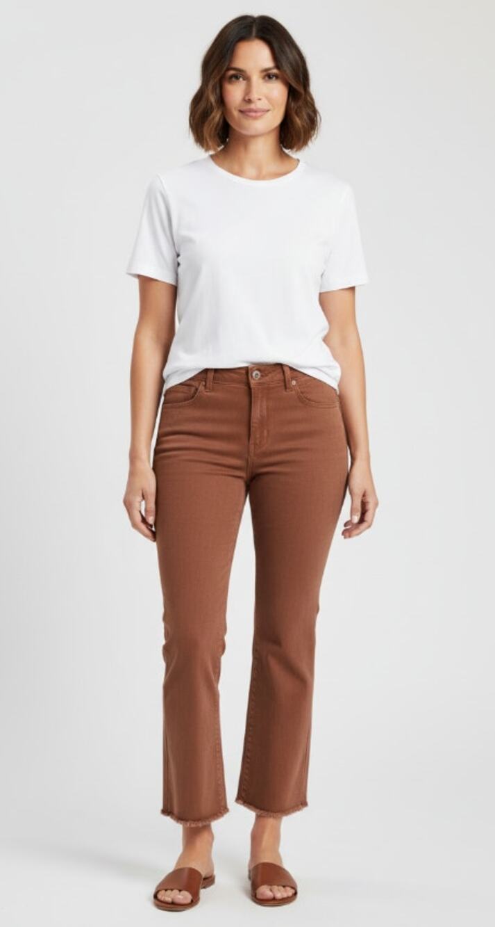 Democracy Ab Technology Cropped Stretch Jeans Rust Brown Burnt Orange Women Sz 8